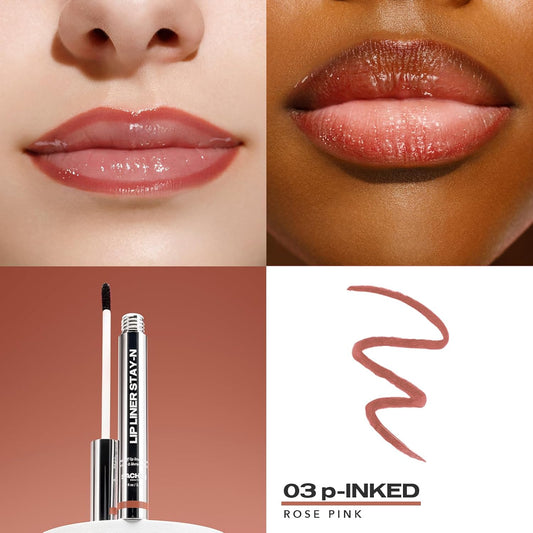 Lip Liner Stay-N Peel off Lip Stain — Long Lasting Matte Lip Tattoo Transfer Proof Lipstain Infused with Hyaluronic Acid & Vitamin E for All Skin Types — Vegan & Cruelty-Free, P-Inked